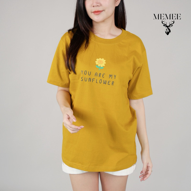 S-5XL MEMEE ⚡️COTTON USA ผ้าหนานิ่ม ทรงสวย คอสวยS-3XL (C5 ทานตะวัน)