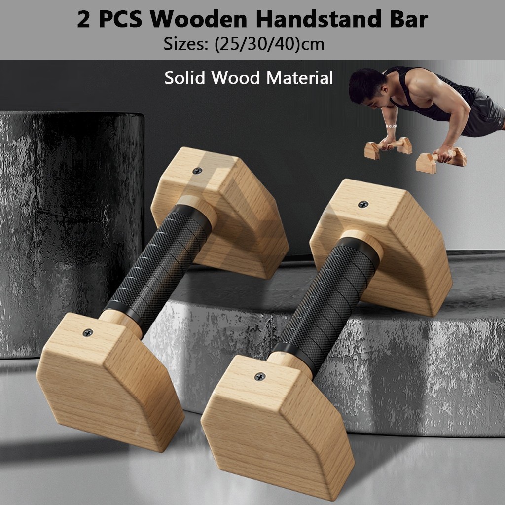 3H Parallette Kayu Senaman Wooden Handstand Bar Calisthenics, CrossFit, Push-Up & Gymnastic