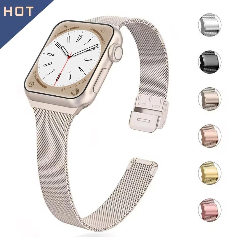 สร้อยข้อมือบางสายโลหะสําหรับ แอปเปิล ดู 10 9 8 7 6 กับ 5 4 38 40 41 45 46 มม. 49 มม. สแตนเลสพิเศษสาย ชาวมิลาน สําหรับ ฉันดู 42 44 มม