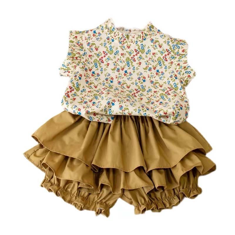 【พร้อมส่ง】ชุดเซ็ทกระโปรงเด็กผู้หญิงมาใหม่ เสื้อ+กระโปร่ง