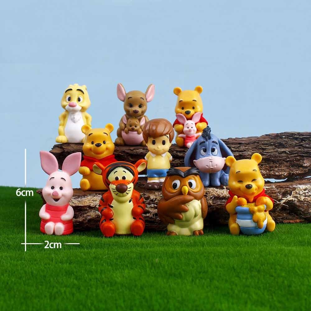 10Pcs/Set Disney Winnie the Pooh and Tigger Figure Too Pooh Bear Piglet Robin Eeyore Rabbit Roo Q Ve