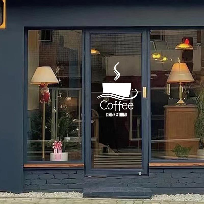 ร้านกาแฟสติกเกอร์ประตูกระจกสติกเกอร์กระจกสติ๊กเกอร์ติดผนังรูปแบบกาแฟพื้นหลังคาเฟ่สติ๊กเกอร์ติดผนังสติกเกอร์กระจกหน้าต่างร้านคาเฟ่/ตกแต่งสติ๊กเกอร์ตกแต่งสตาบัคเร็กซ์กา