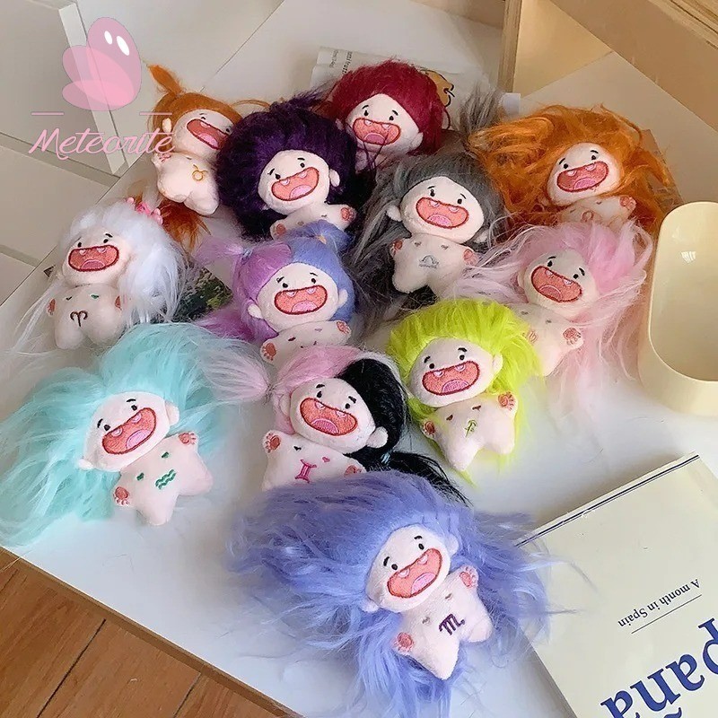 การ์ตูนตุ๊กตาของเล่นตุ๊กตาผ้าฝ้ายพวงกุญแจ-หวานนุ่มของเล่นกระเป๋าเป้สะพายหลังจี้ที่สําคัญแหวนที่มีกิ๊บสุ่มและเชือกผม