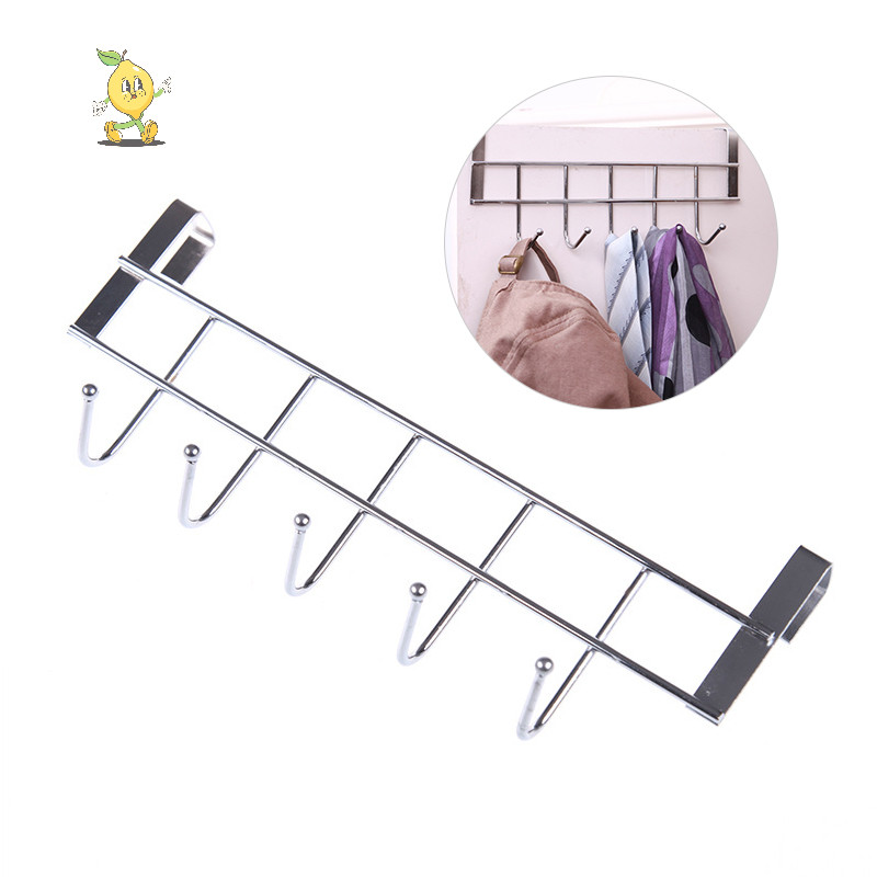 [mozh ] 5-hooks Clothing Coat Towel Hanger Rack Holder Shelf Over Door Home Bathroom [TH ]