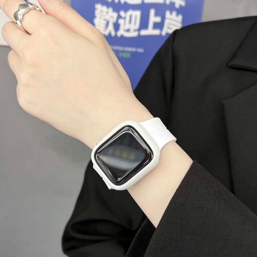 ซิลิโคนเหลวเปลือกขนม iwatch8สายรัดแม่เหล็กพับหัวเข็มขัดสำหรับ Apple นาฬิกา applewatch765