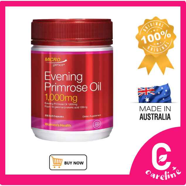 [นําเข้าโดยตรงของสหรัฐอเมริกา] Microgenics Evening Primrose Oil 1000มก. 200 แคปซูล