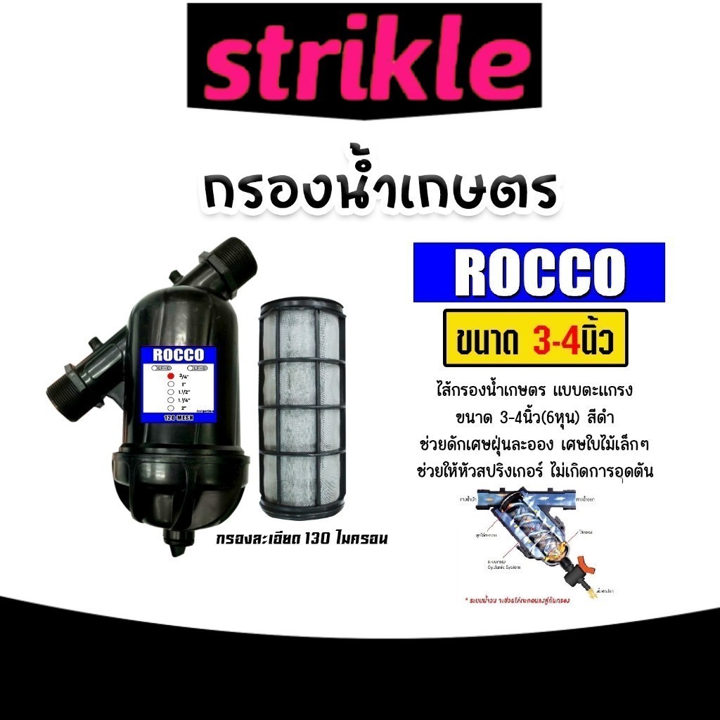 กรองน้ำเกษตร (ตะแกรง) ROCCO ขนาด 3/4นิ้ว กรองน้ำ กรองเกษตร กรองปั้มน้ำ ระบบน้ำ ตัวกรอง ทน