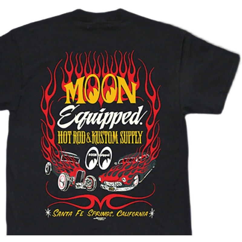 Mooneyes ฤดูร้อนสไตล์ใหม่พิมพ์ผ้าฝ้ายแท้แขนสั้นเสื้อยืดกีฬาทุกการแข่งขัน