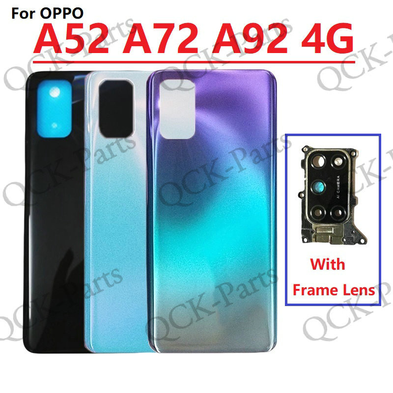 ฝาครอบด ้ านหลังสําหรับ OPPO A52 A72 A92 2020 4G แบตเตอรี ่ สํารองพร ้ อมกรอบเลนส ์ อะไหล ่ เปลี ่ ยน