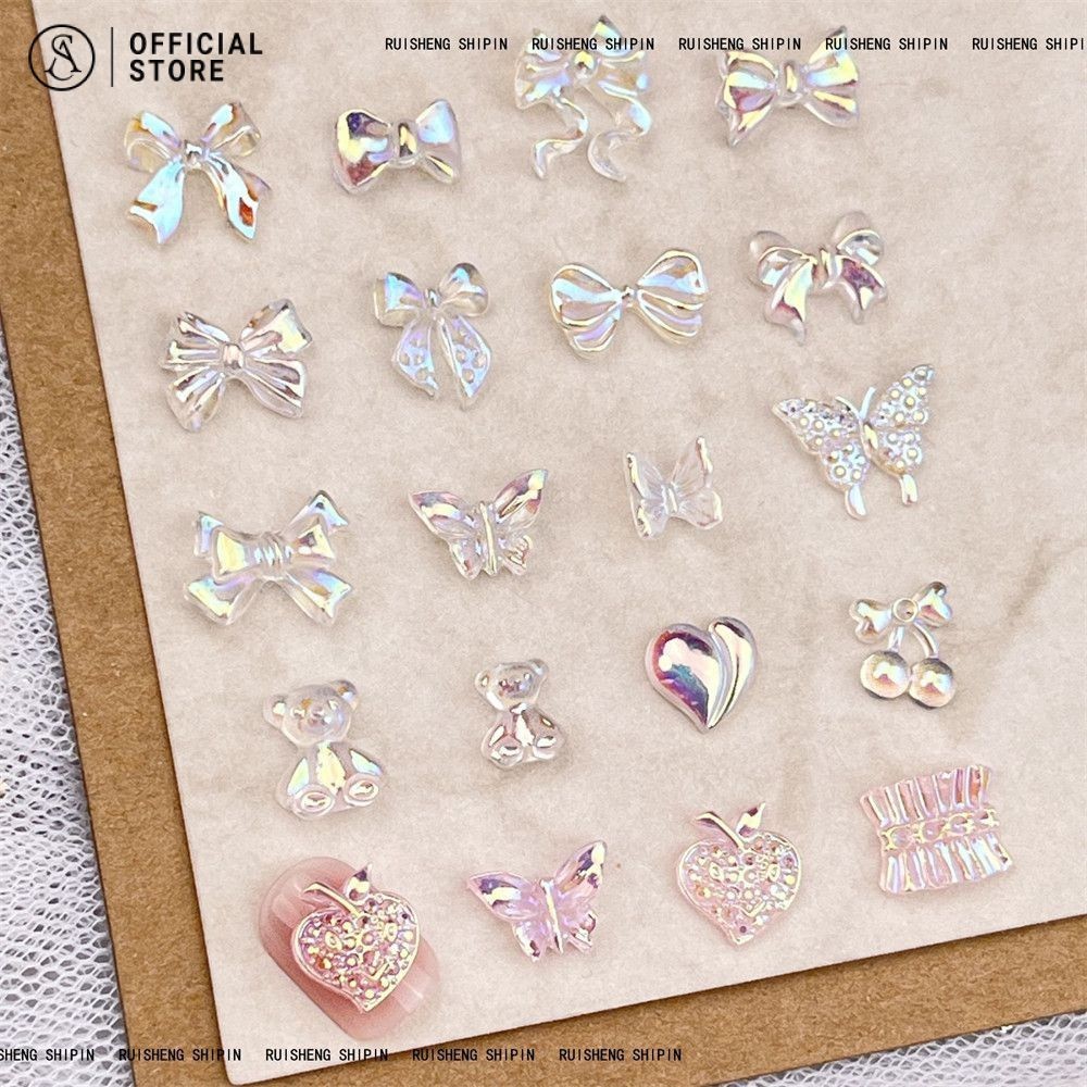 ออโรร่าโบว์  เครื่องประดับเล็บกระโปรงผีเสื้ออุปกรณ์เล็บเชอร์รี่ 50pcs เจาะเล็บ