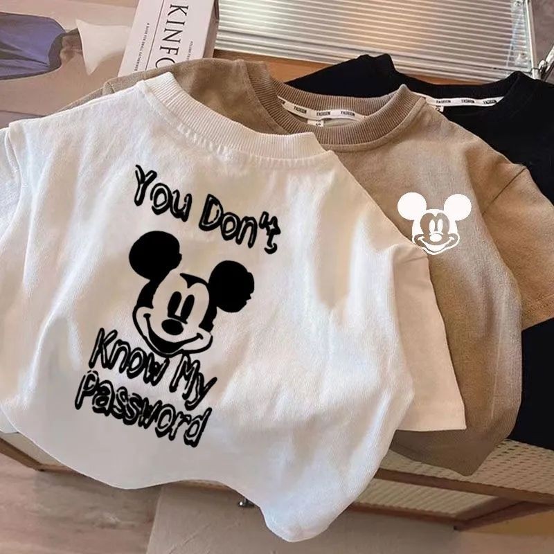 Kid Tshirt(1-14y) แขนสั้นพิมพ์ 100% Cotton Boy Girl T เสื้อเกาหลีแฟชั่นเด็กสวมใส่ด้านบน