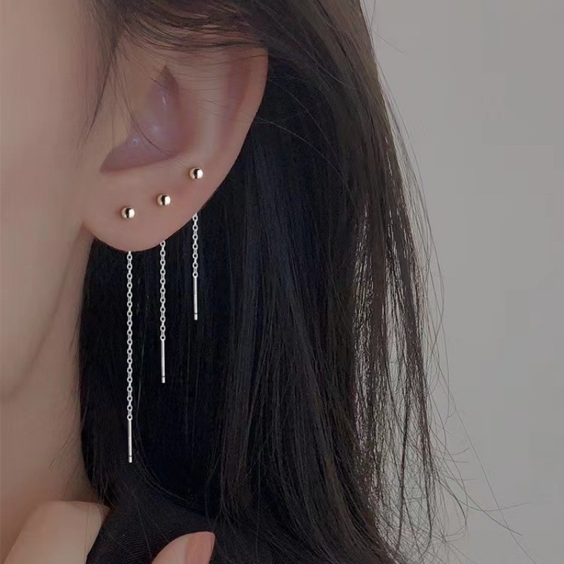 925 เงินที่เรียบง่ายหูสายอารมณ์หัวใจรักต่างหูผู้หญิง อิน รูปที่ 2