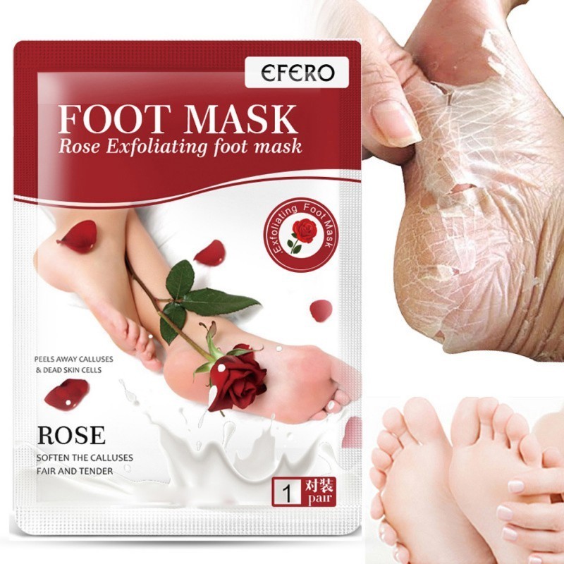 1 คู ่ Rose Feet Exfoliating Foot Mask สําหรับลบ Dead Peel Whitening Moisturizing Soft Feet Skin