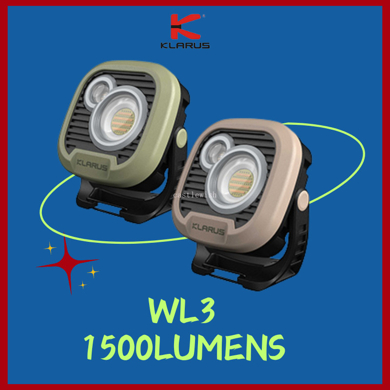 Klarus WL3 โคมไฟตั้งแคมป์ 1500 ลูเมนส์ 1500 ลูเมนส์ 4 สี พร้อมแบตเตอรี่แม่เหล็กในตัว 13500mAh