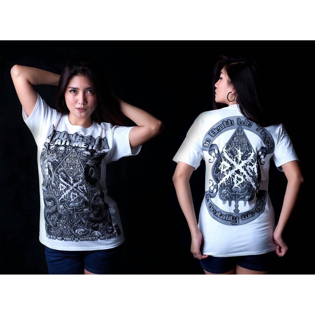 อินโดนีเซีย DEATH METAL WAYANG เสื้อยืดโลหะสีขาว DEATH METAL เสื้อยืดโลหะ BAJU DEATH METAL