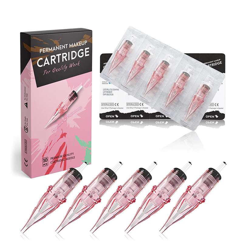 Available10 ชิ้น/กล่อง DRAGONHAWK สีชมพู Tattoo Eyebrow Machine ปากกาตลับหมึกถาวร Makup สักเครื่อง 0.35 1rl 3rl 5F 3KF เปลี่ยนอุปกรณ์