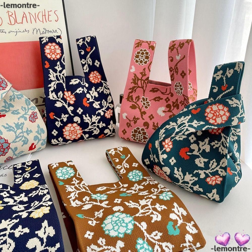 Lemontre กระเป๋าถือ กระเป๋าสะพายไหล่ ผ้าถัก ลายสก๊อต สําหรับผู้หญิง