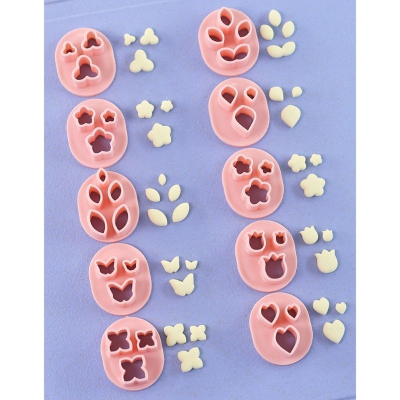 Woow 10 ชิ้นดอกไม้รูปแบบเครื่องตัดดิน 3D เครื่องปั้นดินเผาต่างหูแม่พิมพ์ Handmade Clay เครื่องมือ