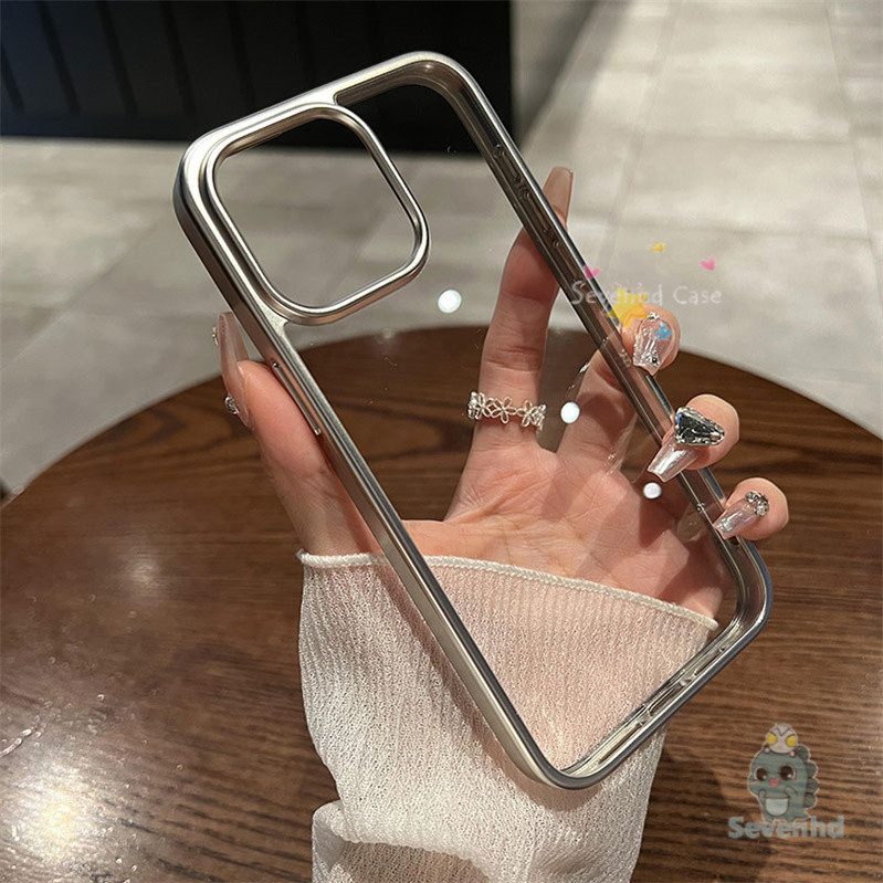 Ins แฟชั่นเคสโทรศัพท์ที่เรียบง่ายสําหรับ iPhone 15 14 13 12 11 Pro Max X XR Xs สูงสุด 8 7 6 Plus หรูหรารูปแบบเย็นชุบปลอกใสป้องกันปกหลัง