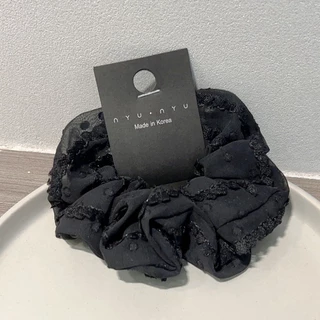 2024 แฟชั่นสีทึบผ้ากอซลูกไม้ Scrunchy Hair Tie