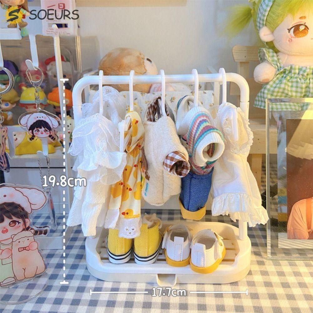 Soeurs ไม้แขวนเสื้อตุ๊กตาพลาสติกอเนกประสงค์ชั้นเก็บเสื้อผ้า, ตู้เสื้อผ้าตกแต่งทนทาน Mini 4/6.5 ซม.ตุ๊กตาเสื้อผ้าชั้นวางจอแสดงผลตกแต่งห้องนอน