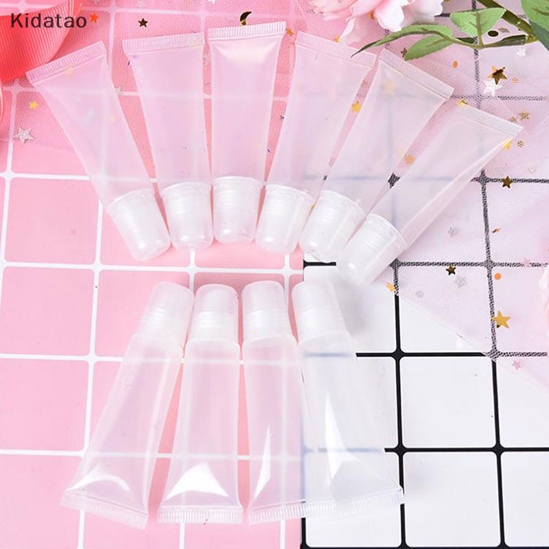 Kidatao 10 ชิ้นใหม่รีฟิลหลอดเครื่องสําอางที่ว่างเปล่าลิปกลอสบาล์มใสภาชนะเครื่องสําอางใหม่