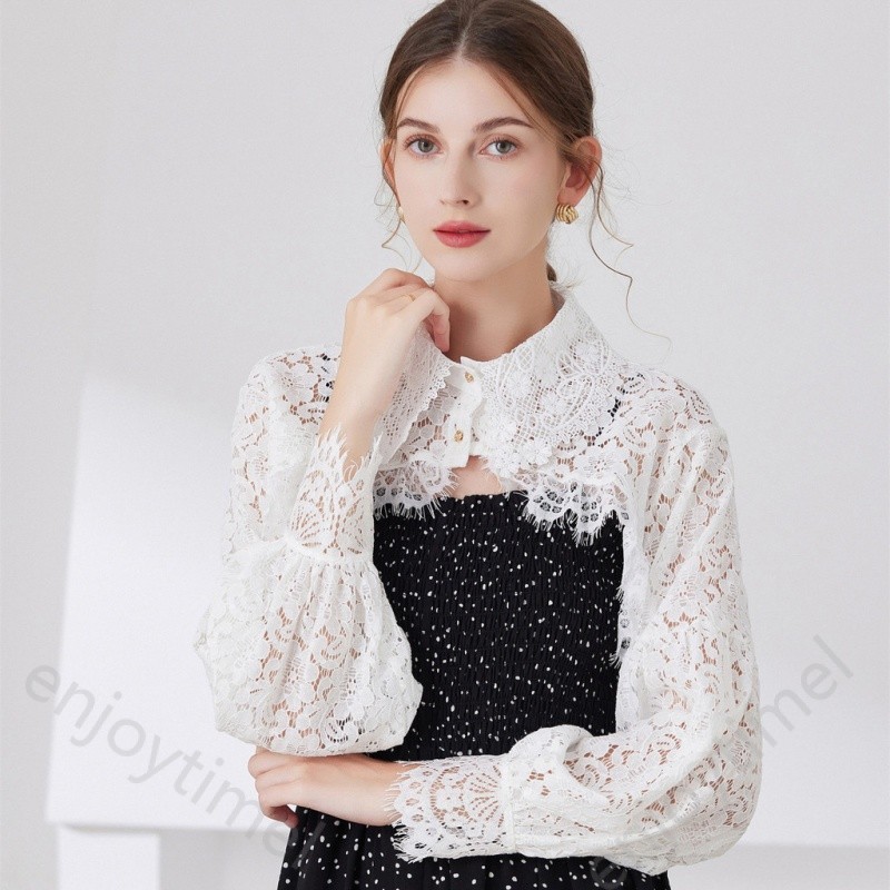 เสื้อคลุมผ้าคลุมไหล่ขนาดเล็กแฟชั่นใหม่กับกระโปรงเชือกแขวนคอที่มีผ้าคลุมไหล่สั้นสไตล์ลูกไม้เสื้อขนาดเล็ก