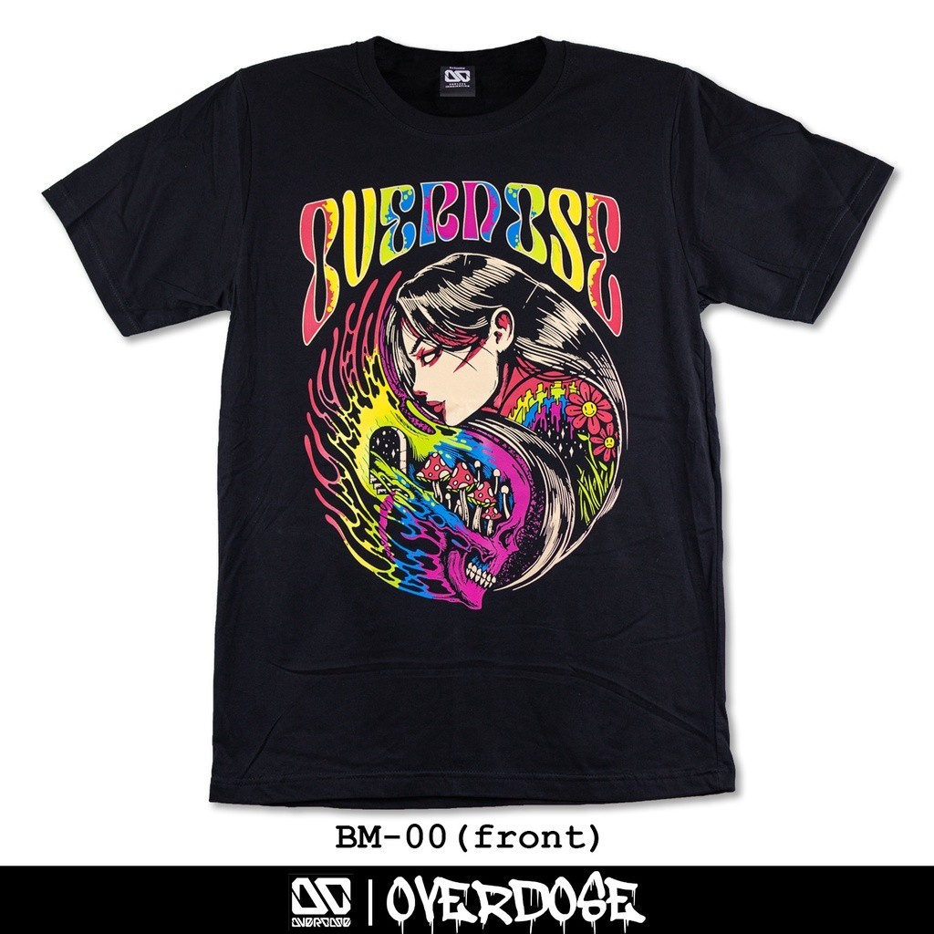 Overdose T-shirt เสื้อยืดคอกลม สีดำ รหัส BM-00(โอเวอโดส)S-5XL