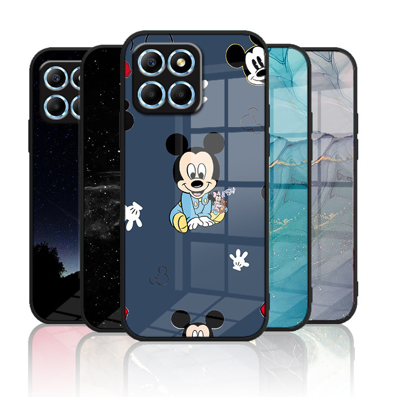 เคสกระจก Huawei honor X6 / honor x6a / honor x6s เคสกระจกนิรภัย Hard ฝาหลังขอบซิลิคอนนุ่ม