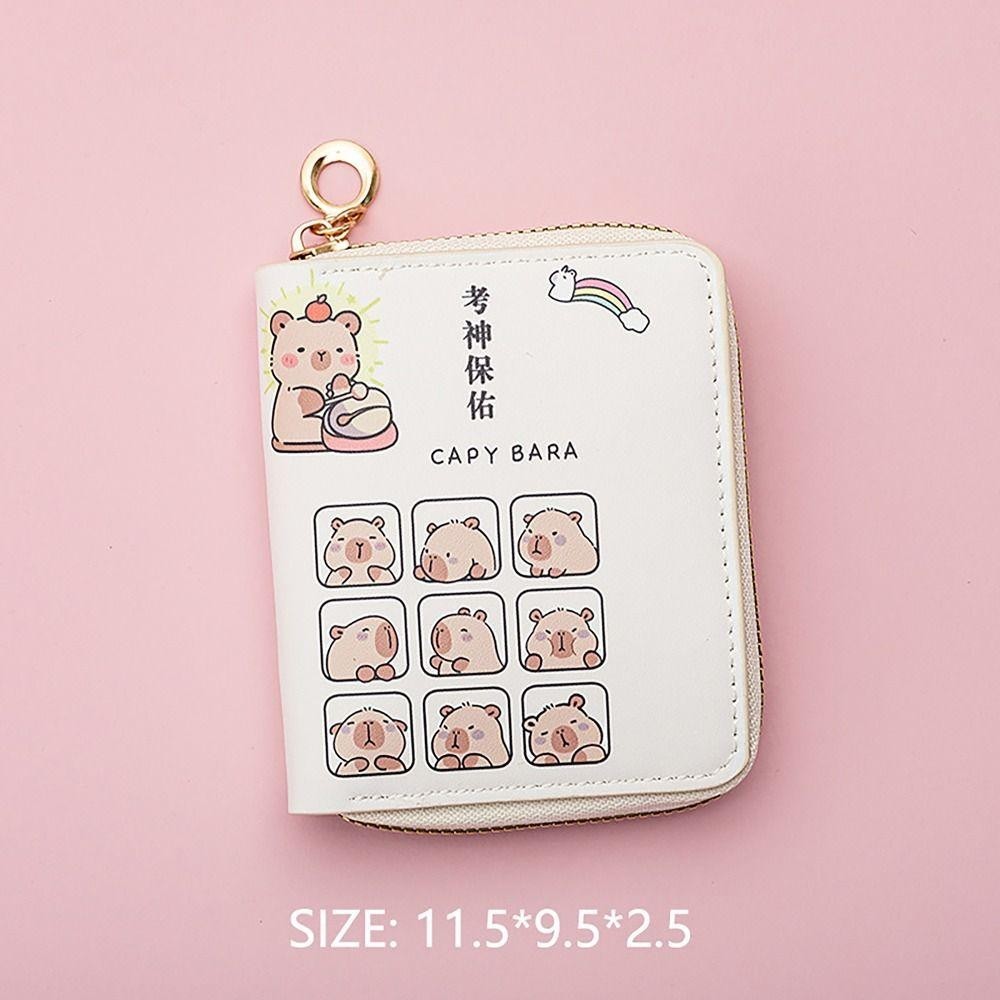 UUMIR กระเป๋าใส่เหรียญเงิน, INS สไตล์ Capybara บัตรเครดิต Holoder, Simple PU หนังซิปกระเป๋าสตางค์สําหรับนักเรียนหญิงของขวัญ