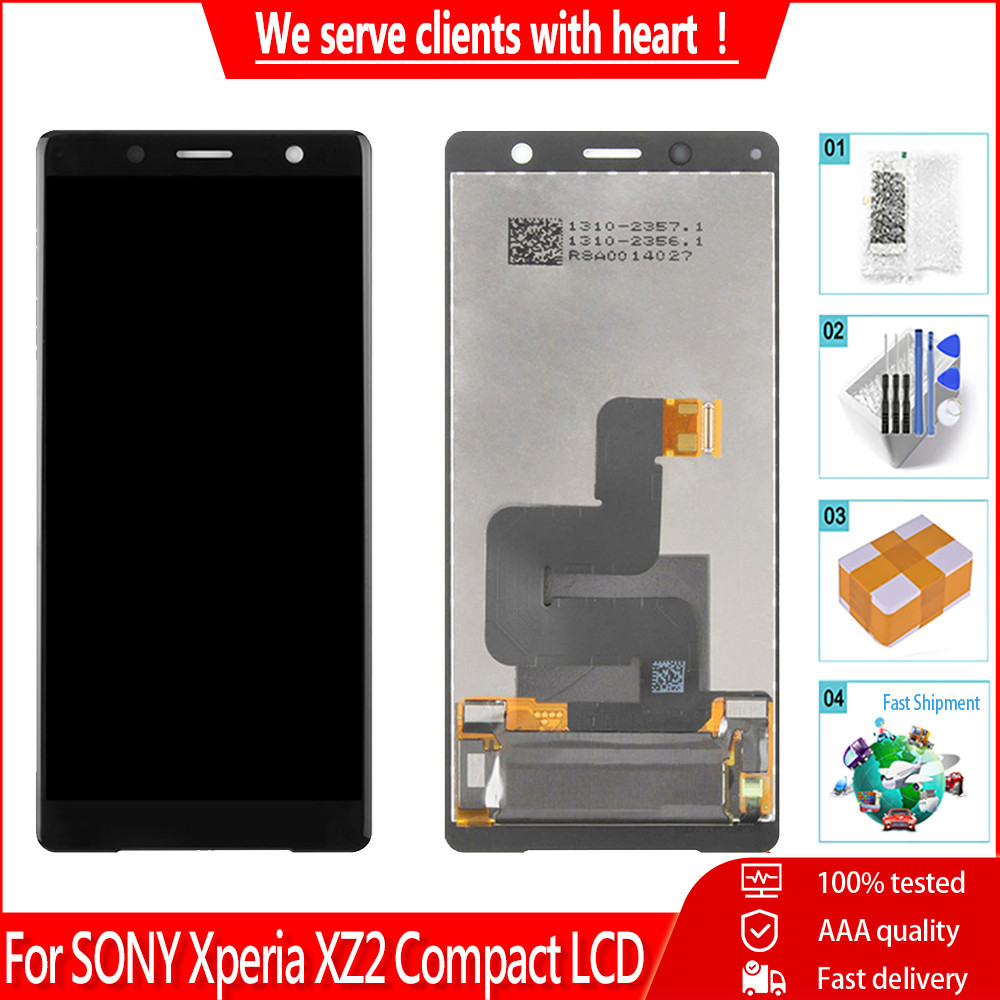 Original สําหรับ Sony Xperia XZ2 ขนาดกะทัดรัดจอแสดงผล LCD Touch Screen Digitizer สําหรับ Sony XZ2 mini H8324 H8314 LCD ปกหลัง