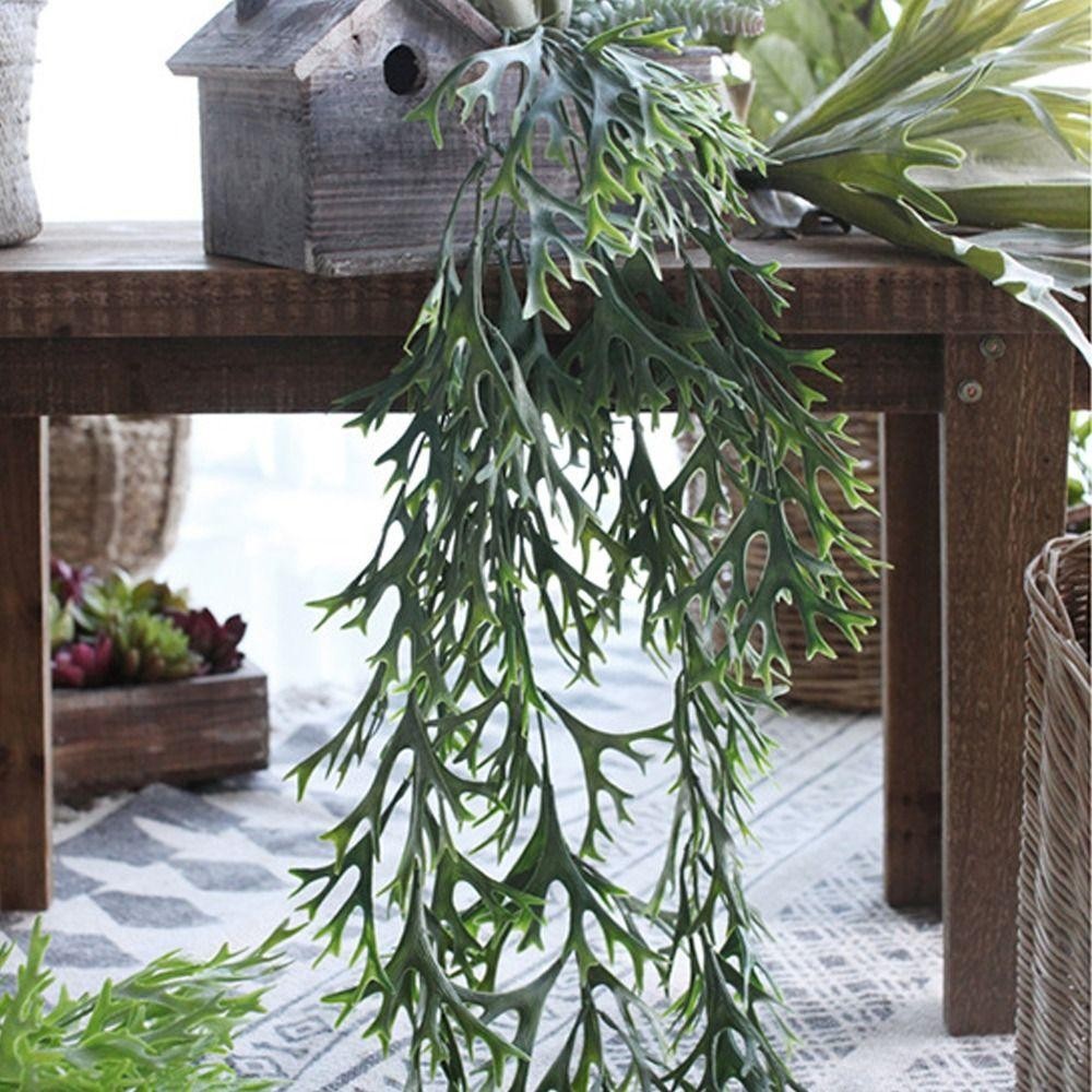 Isitaft เฟิร์น Staghorn ประดิษฐ์, เฟิร์นพืชพลาสติกเขากวางใบ, พืชสีเขียวสมจริงแขวนผนัง 80 ซม.ต้นไม้ปลอมตกแต่งบ้านสวน ราคา ถูกที่สุด ดีลบีเคเค แกลเลอรีภาพที่ 4