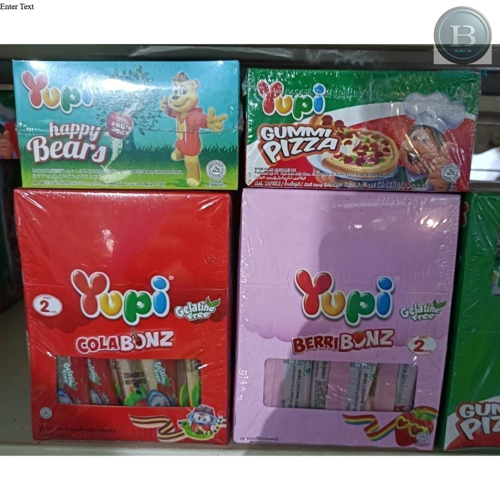 yupi ยูปี้ เยลลี่ วุ้นเจลาตินสำเร็จรูป หลากหลสยรส ไซส์ 2 บาท ( 1 กล่อง 24 ชิ้น )