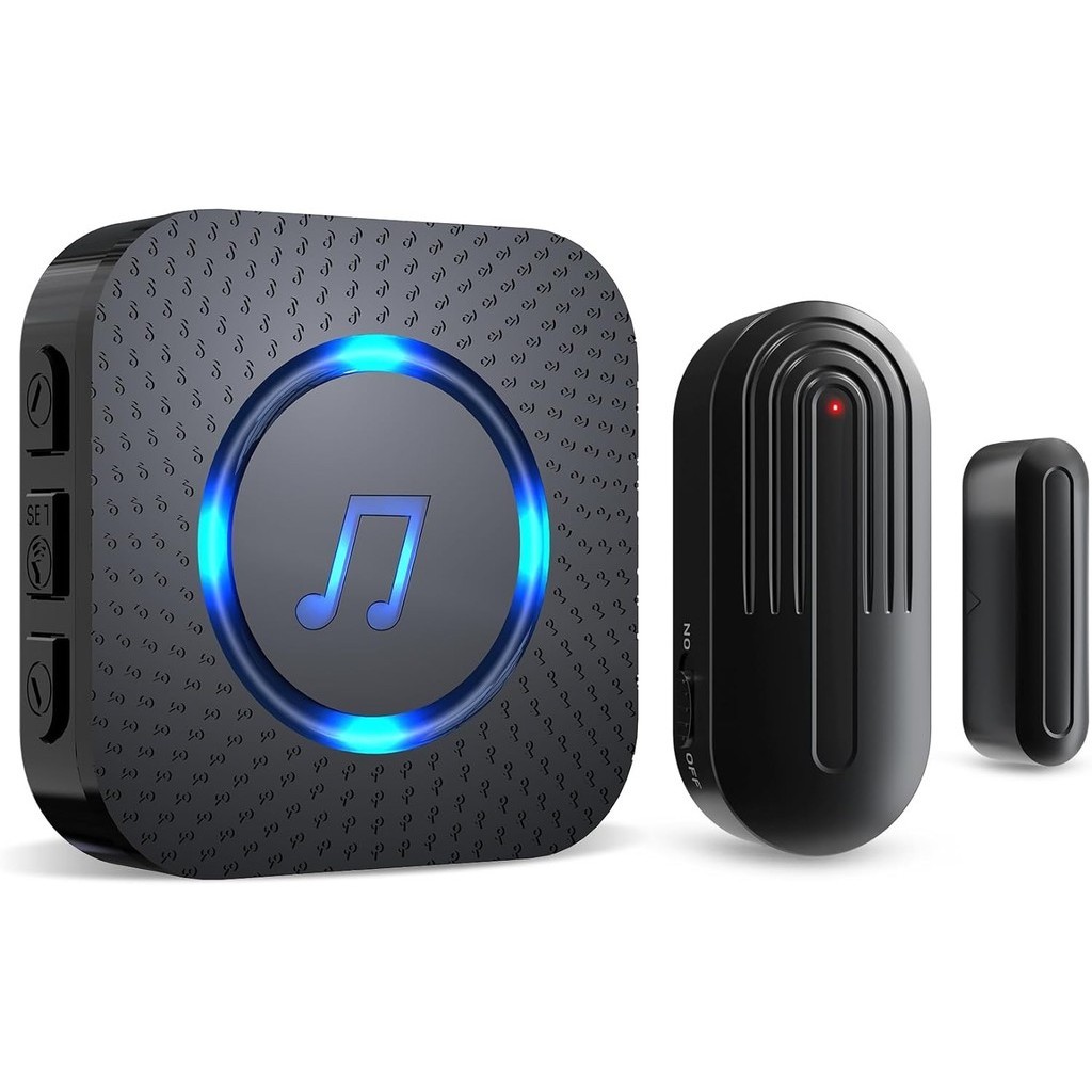 Daytech ประตู Chime ประตูไร้สายเปิดนาฬิกาปลุกประตู Entry Chime 55 Chimes 5 ปรับระดับเสียงโหมดปิดเสียงสําหรับธุรกิจ/บ้าน/Store สระว่ายน้ํานาฬิกาปลุก LED ตัวบ่งชี้