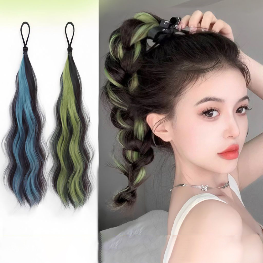 [นกกางเขน] ผมเปียผมจําลองผมหางม้าเน้นผมบิด ต่อผม มัดผมหลากสี แหวนผม เครื่องมือถักผมสําหรับผู้หญิง