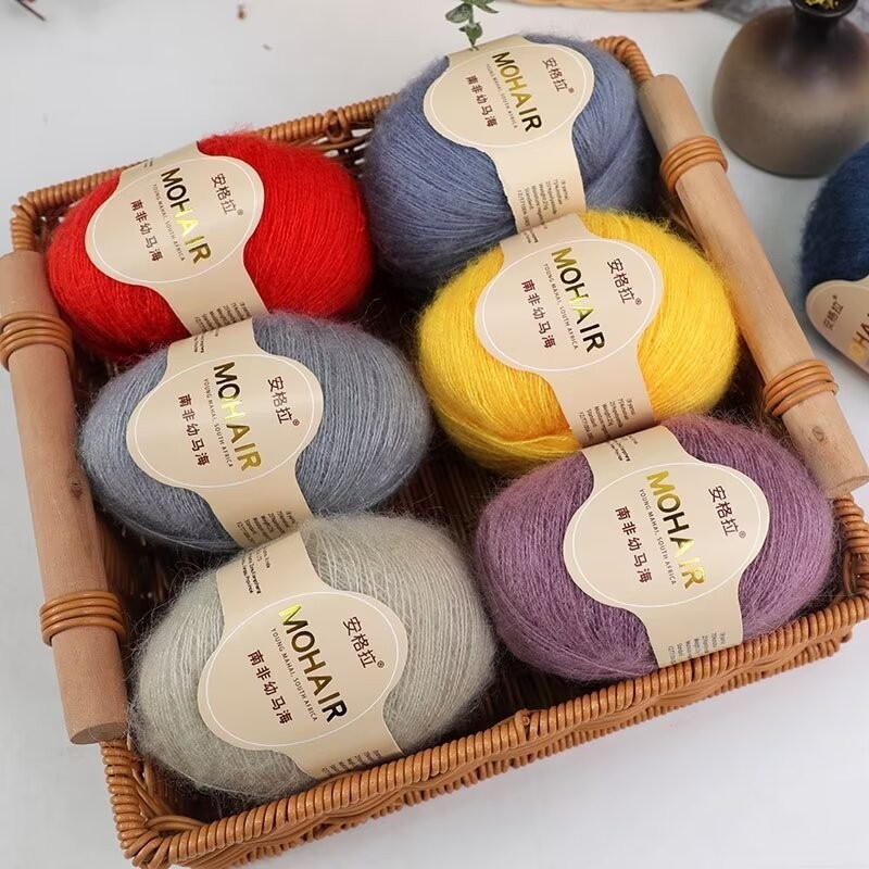 25 กรัม/ม้วน Mohair เส้นด้ายนมเด็กนุ่มถักขนสัตว์โครเชต์เส้นด้ายสําหรับมือถัก Warm เสื้อกันหนาวผ้าคลุมไหล่ผ้าพันคอ DIY ถุงเท้าเด็กเสื้อผ้า