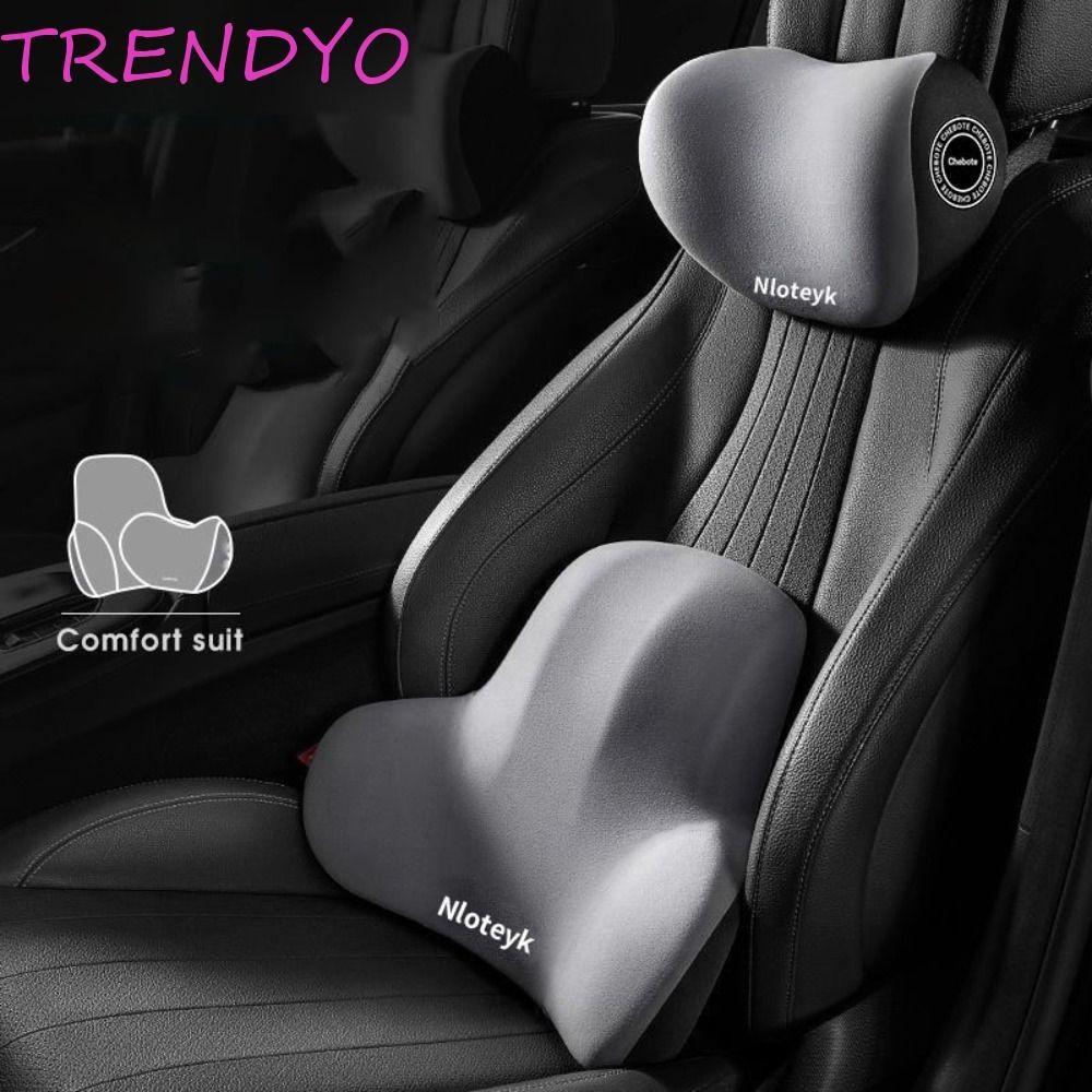 Trendyo หมอนรองคอรถ, เส้นใยโพลีเอสเตอร์นุ่มระบายอากาศพนักพิงศีรษะรถ, เบาะรองนั่งรถยนต์ตามหลักสรีรศาสตร์คอส่วนที่เหลือเบาะปรับป้องกันเอวสนับสนุนเครื่องประดับภาย