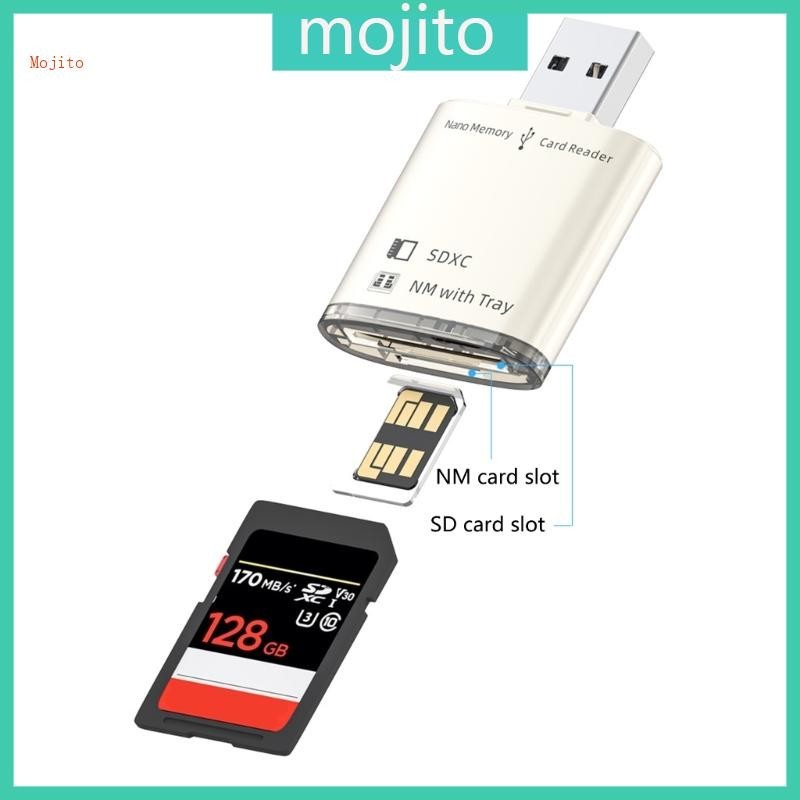Mojito สะดวก USB2 0 USB3 0 ถึง NM Card Reader เข้าถึงการ์ดหน่วยความจําบนคอมพิวเตอร์ประสิทธิภาพที่มั่