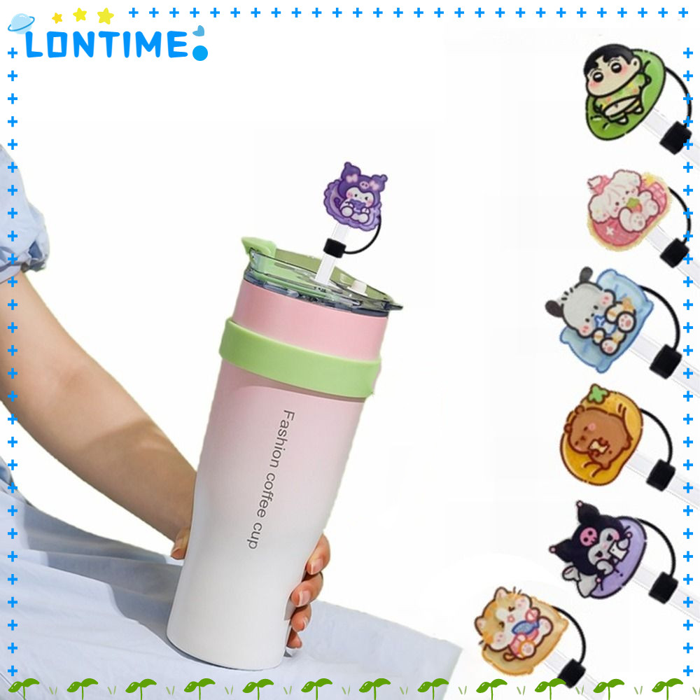 SANRIO Lontime ปลั๊กฟางอะคริลิค,นํากลับมาใช้ใหม่ ซานริโอ ดื่มฟางฝุ่นหมวก, 10 มม.สาดหลักฐานการ์ตูนน่ารักฟางเคล็ดลับปกครัวเครื่องมือ
