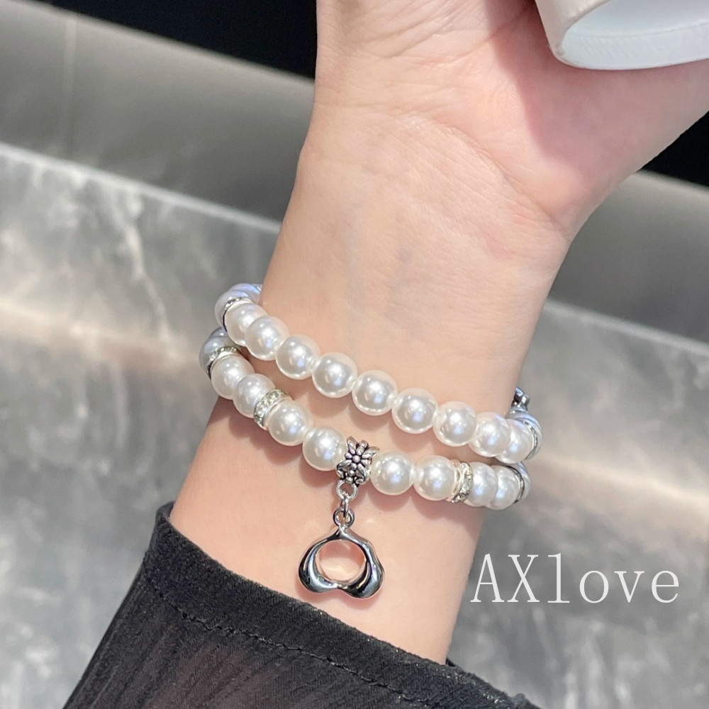 แฟชั่น Pearl สําหรับ Xiaomi Mi Band 10 9 8 7 ลูกปัดผู้หญิงเครื่องประดับ Elastic Watchband Mi Band 6 5 4 3 สายรัดข้อมืออุปกรณ์เสริม