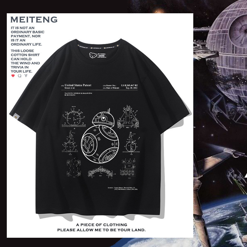 Attitude STAR WARS STAR WARS สินค้า STAR WARS เสื้อยืดผ้าฝ้ายแท้ Darth Vader แขนสั้นลําลอง 702