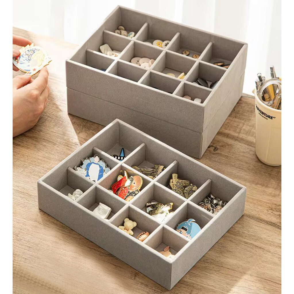 Omocha | (Gray) Jewelry tray ถาดเครื่องประดับสีเทา ถาดเก็บสร้อยแหวน เข็มกลัด
