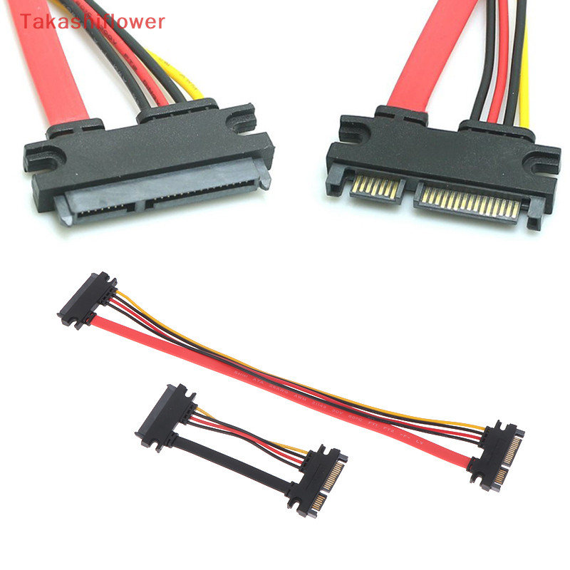 (Takashiflower) Sata 22 Pin Male To Female Sata Extension Cable Sata 22 Pin To Female 7+15 Pin Data Power Combo Cable Hard Disk Extension Cable