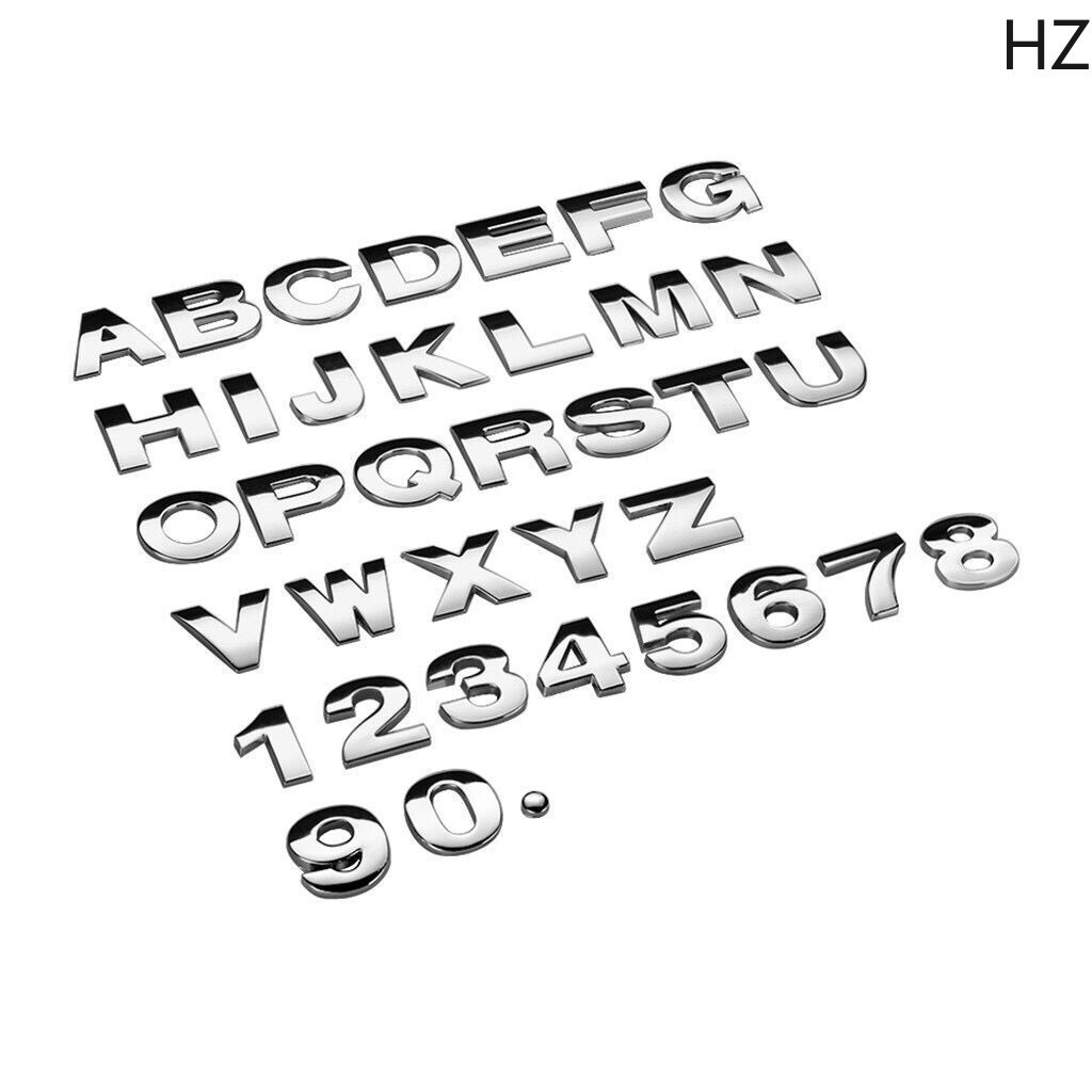 Hz 1 ชิ้น 25 มม.โลหะเงิน DIY 3D ตัวอักษรตัวเลขดิจิตอลรถสติกเกอร์สัญลักษณ์