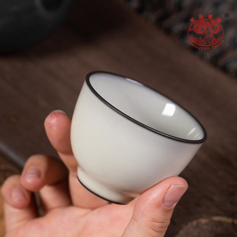 Longquan Celadon Kung Fu ถ้วยชา Handmade Master ถ้วยเดียวเซรามิคถ้วยชา High-End ของขวัญกล่องในครัวเรือนชาชาม [A228]