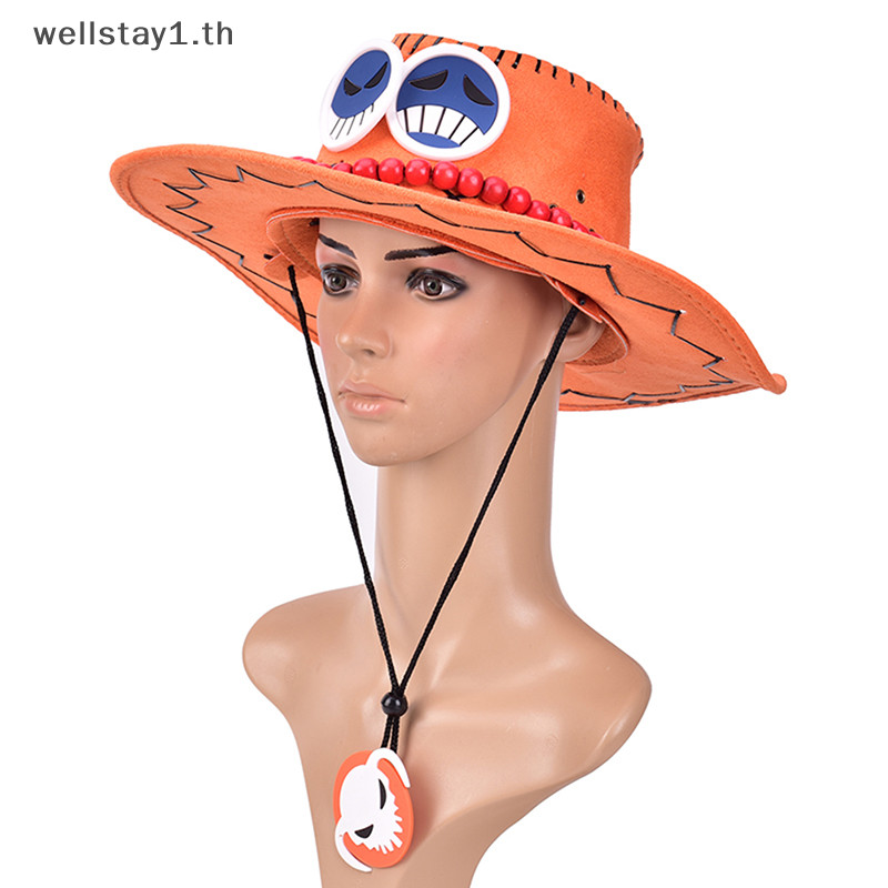 [wellstay1] อะนิเมะ Portgas·D· Ace หมวกคาวบอยหมวกคอสเพลย์หมวกโจรสลัดหมวกหนังนิ่มเครื่องแต่งกาย [TH]