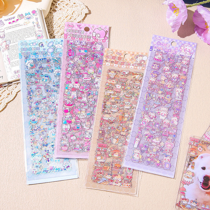 Journamm 6 แผ่นสติกเกอร์การ์ตูนน่ารัก PET Waterproofr DIY Scrapbooking Collage เครื่องเขียนตกแต่ง Junk Journal ความงามสติกเกอร์