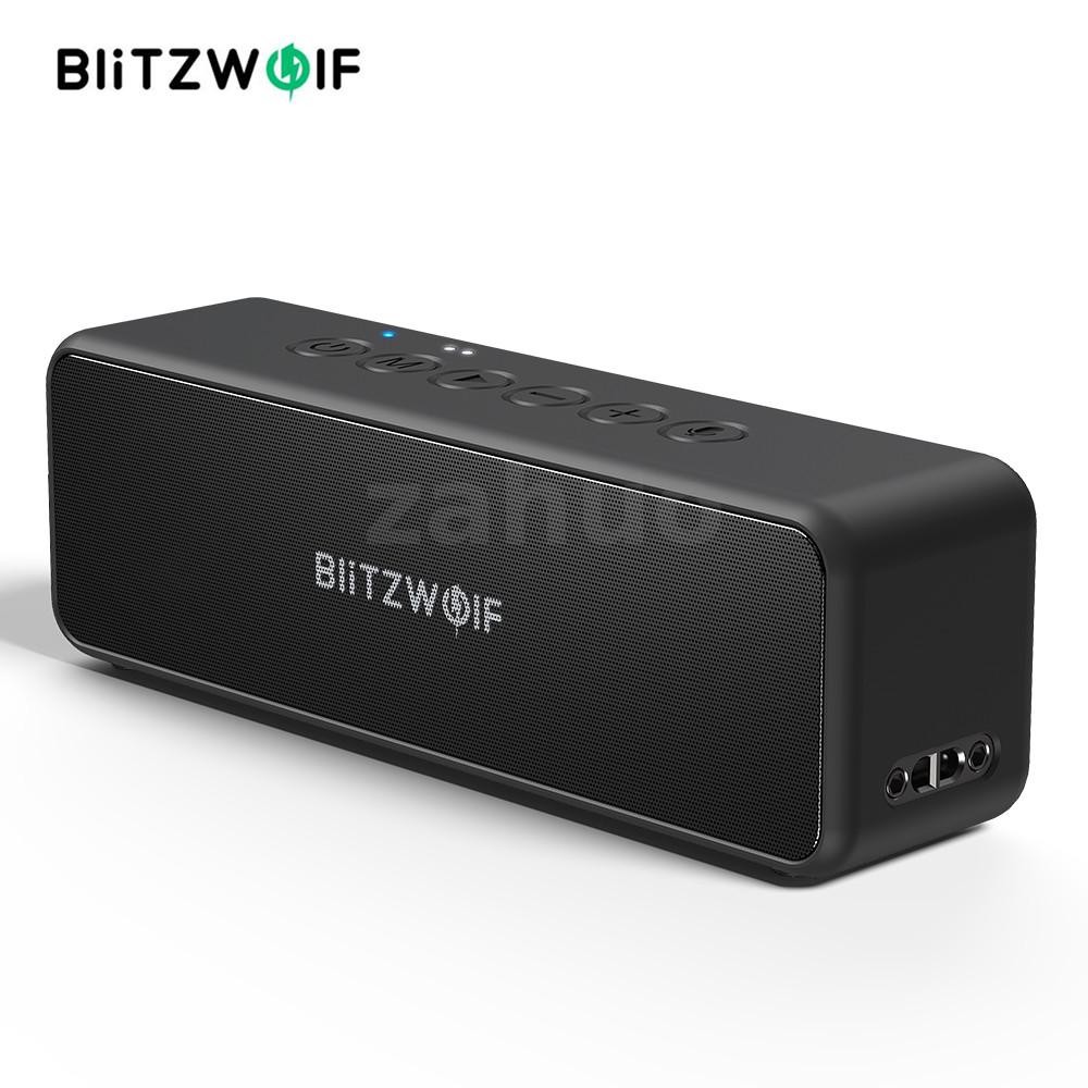 Blitzwolf BW-WA4 30W ลําโพงไร้สายลําโพงบลูทูธแบบพกพาไดรเวอร์คู่เบส TWS สเตอริโอ IPX6 กันน้ําสีดํา