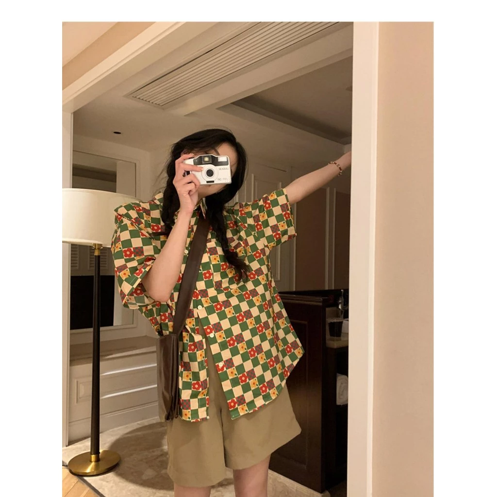 KOKO เสื้อลายดอกสงกรานต์ผู้หญิง แขนสั้น ทรงหลวม W352 thumbnail 7