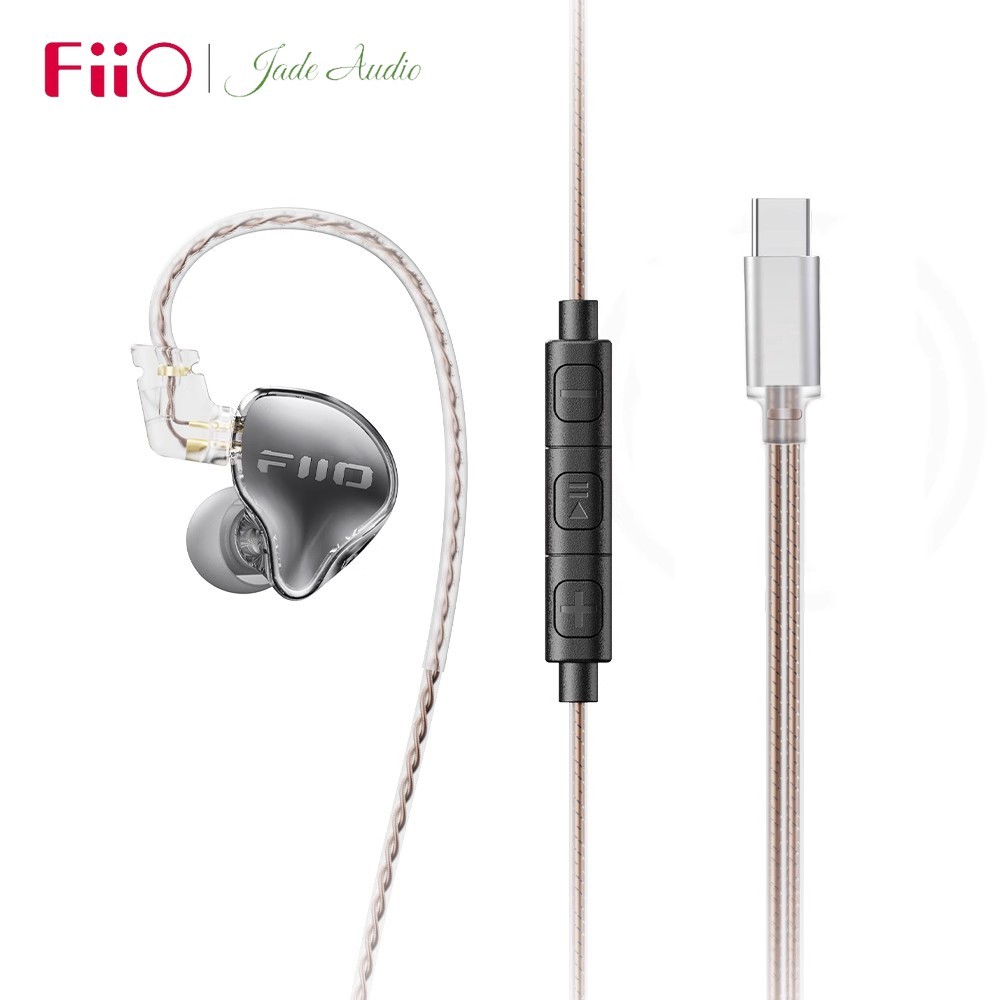 Fiio JD10 หูฟังชนิดใส่ในหู Type-C หูฟังแบบมีสายไฮไฟสเตอริโอเบสหูฟังเพลงชุดหูฟังกีฬาที่อุดหูเพลง
